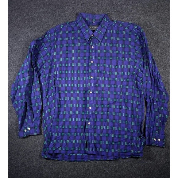 Basic Elements Shirt Mens XL Regular Blue Button Up Long Sleeve Y2K Vintage - Picture 1 of 11